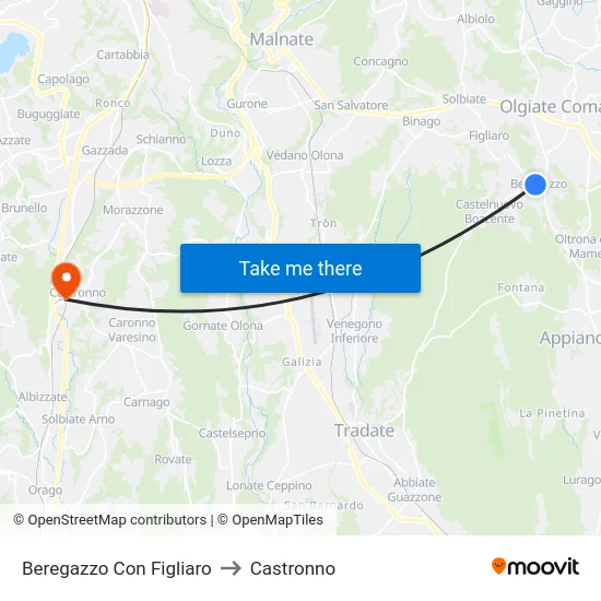 Beregazzo Con Figliaro to Castronno map
