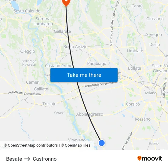 Besate to Castronno map