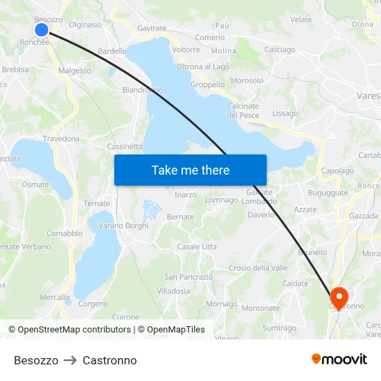 Besozzo to Castronno map