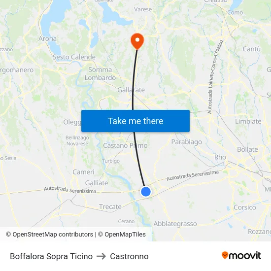 Boffalora Sopra Ticino to Castronno map