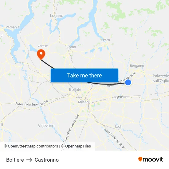 Boltiere to Castronno map