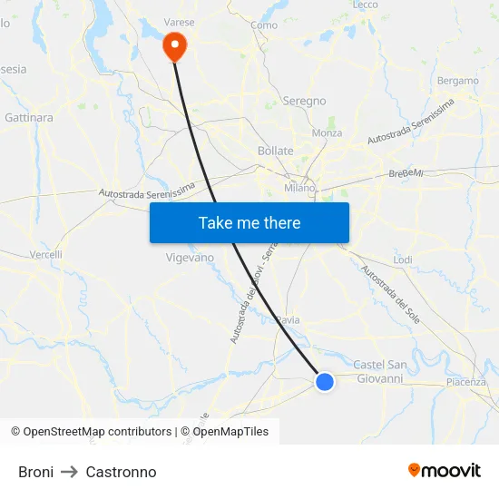 Broni to Castronno map