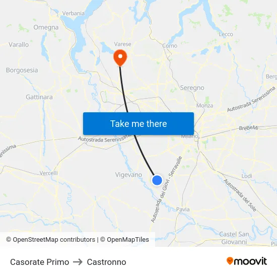Casorate Primo to Castronno map
