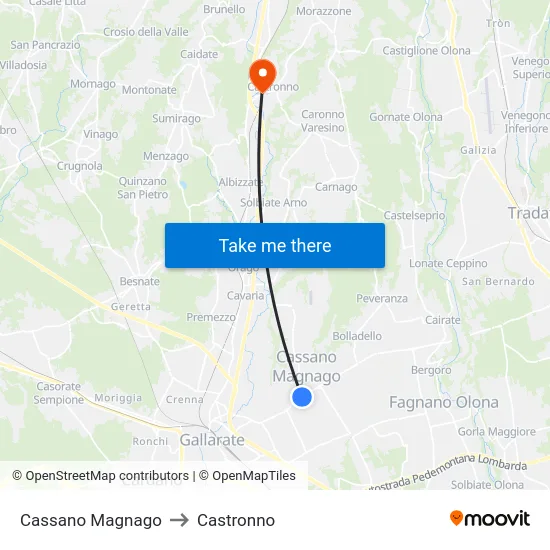 Cassano Magnago to Castronno map