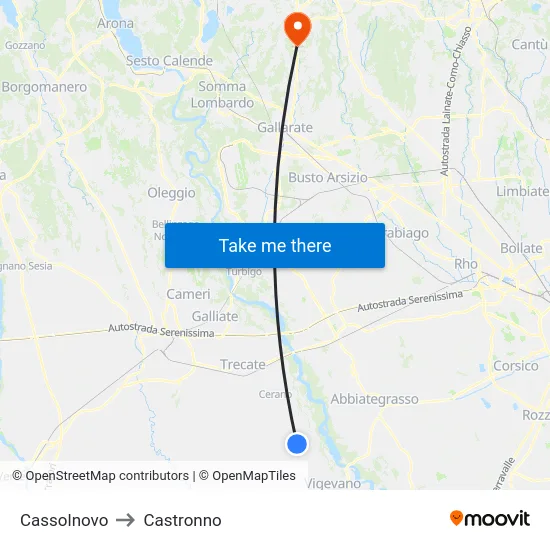 Cassolnovo to Castronno map