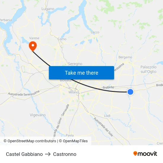 Castel Gabbiano to Castronno map