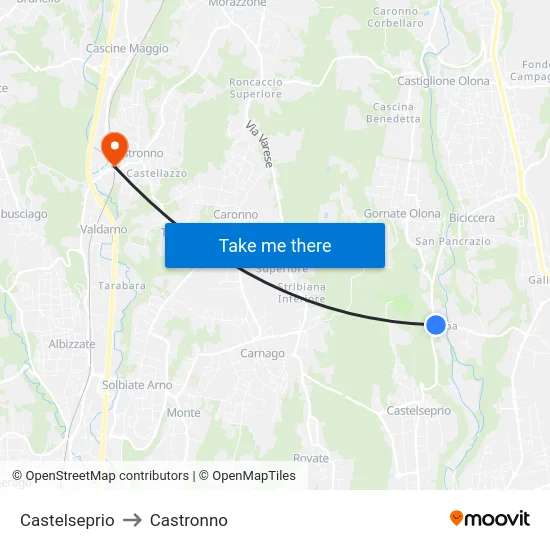 Castelseprio to Castronno map