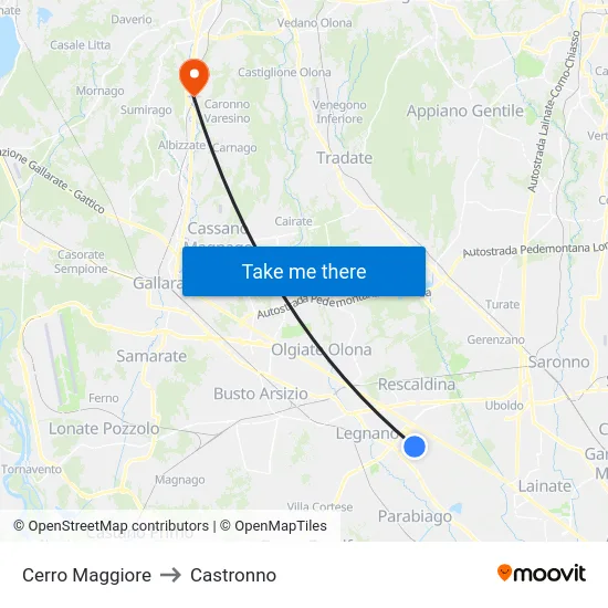 Cerro Maggiore to Castronno map