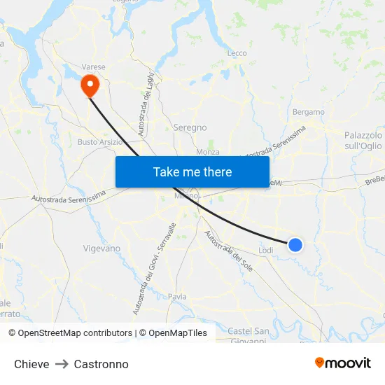 Chieve to Castronno map