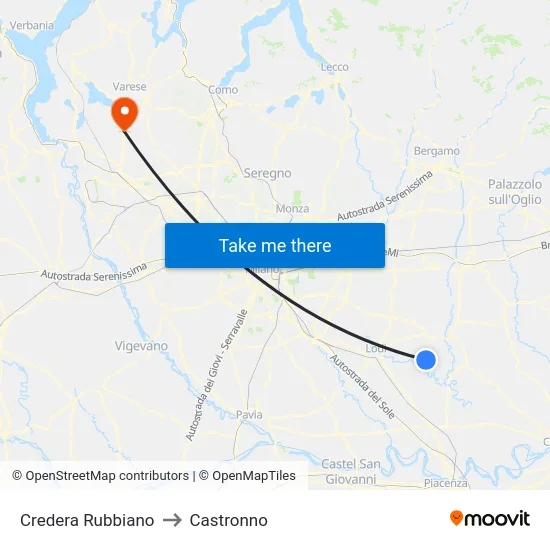 Credera Rubbiano to Castronno map