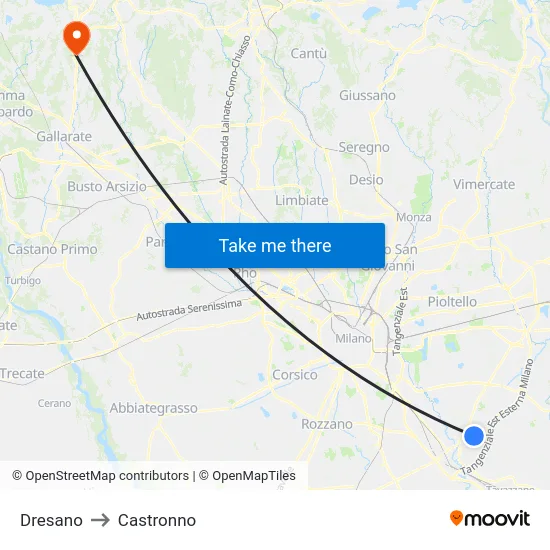 Dresano to Castronno map