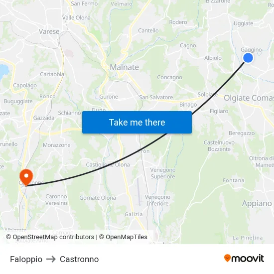 Faloppio to Castronno map
