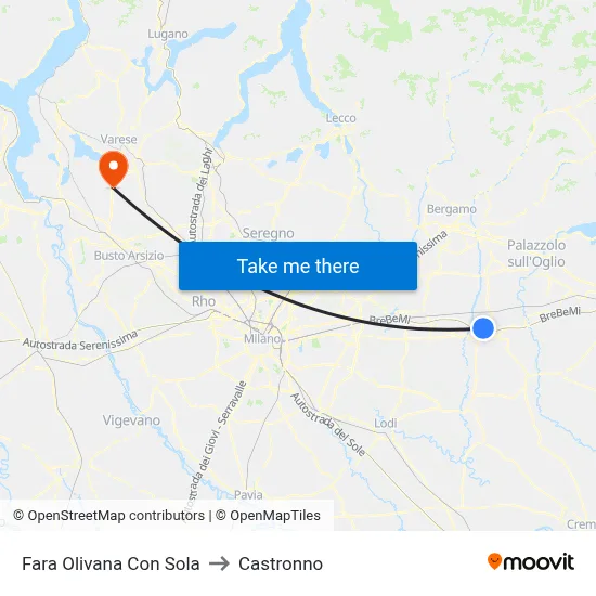 Fara Olivana Con Sola to Castronno map