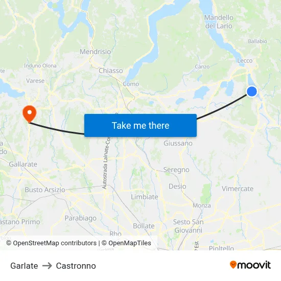 Garlate to Castronno map