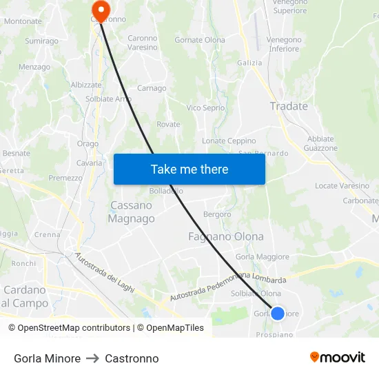 Gorla Minore to Castronno map