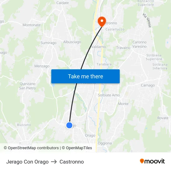 Jerago con Orago to Castronno map