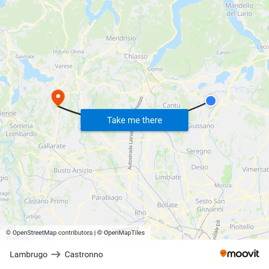 Lambrugo to Castronno map