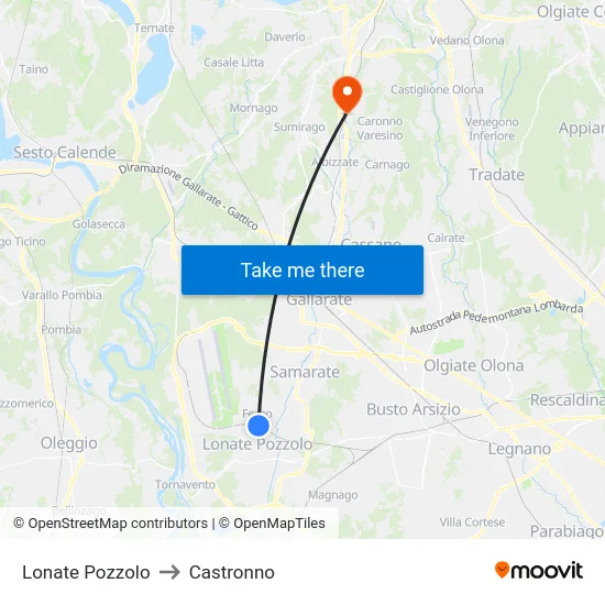 Lonate Pozzolo to Castronno map