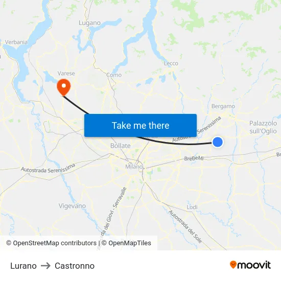 Lurano to Castronno map
