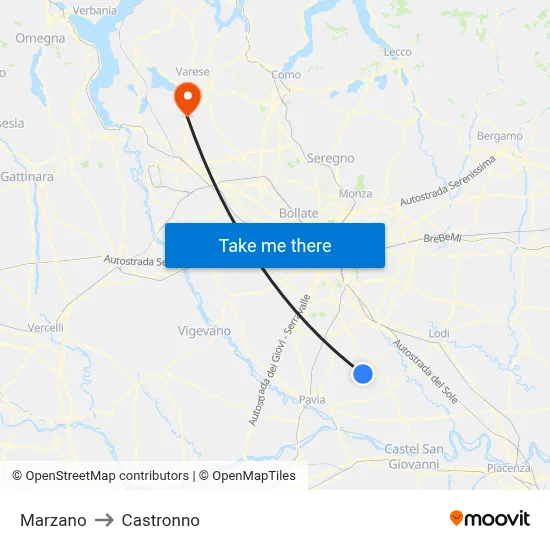 Marzano to Castronno map
