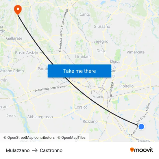 Mulazzano to Castronno map