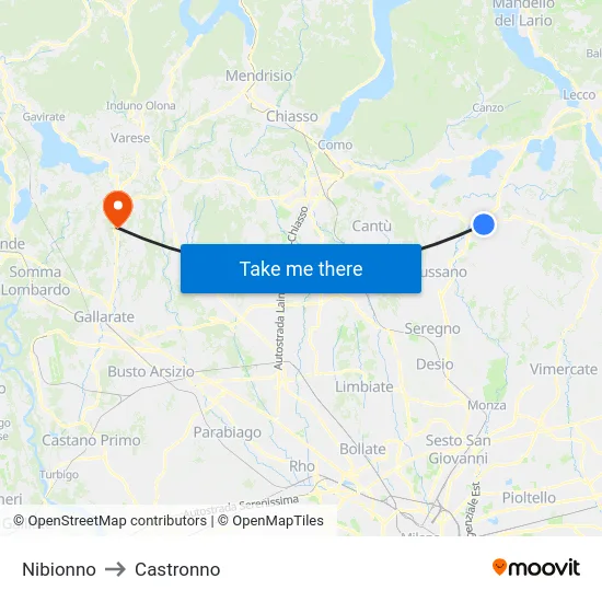 Nibionno to Castronno map