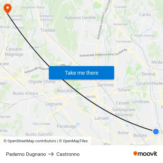 Paderno Dugnano to Castronno map