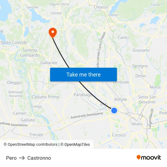 Pero to Castronno map