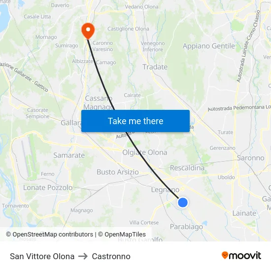 San Vittore Olona to Castronno map