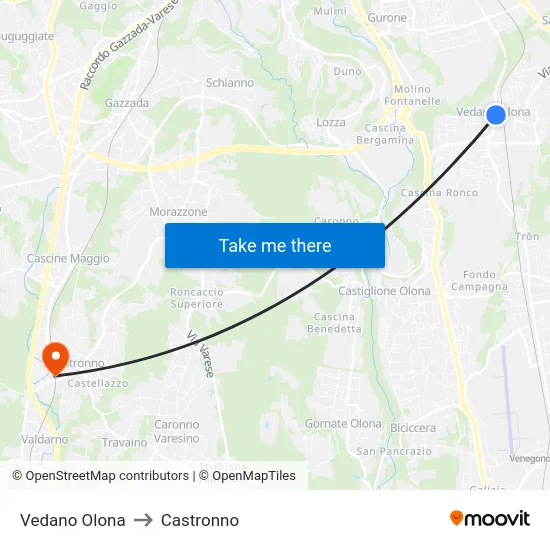 Vedano Olona to Castronno map