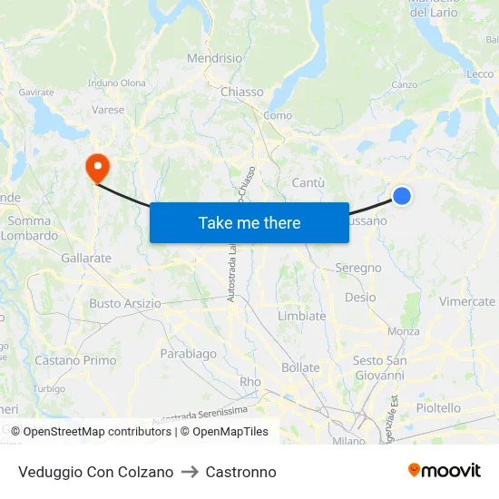 Veduggio Con Colzano to Castronno map