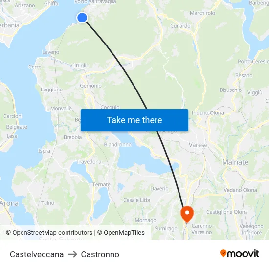 Castelveccana to Castronno map