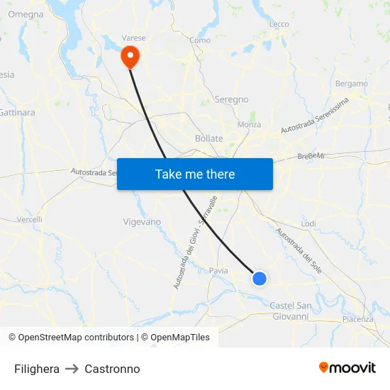 Filighera to Castronno map