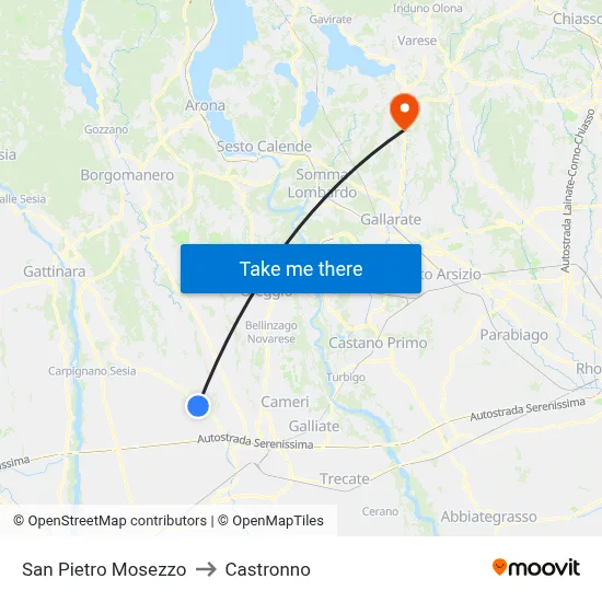 San Pietro Mosezzo to Castronno map