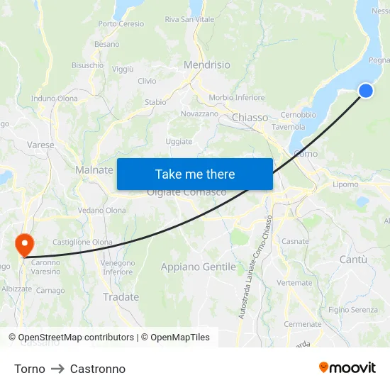 Torno to Castronno map