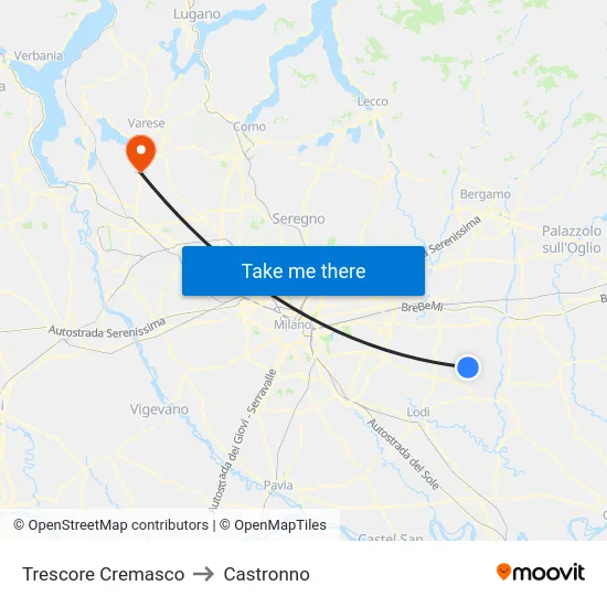 Trescore Cremasco to Castronno map