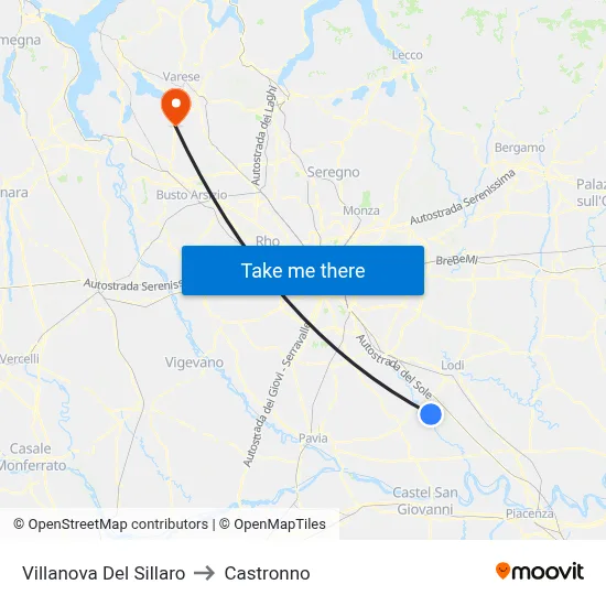 Villanova Del Sillaro to Castronno map