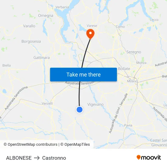 Albonese to Castronno map