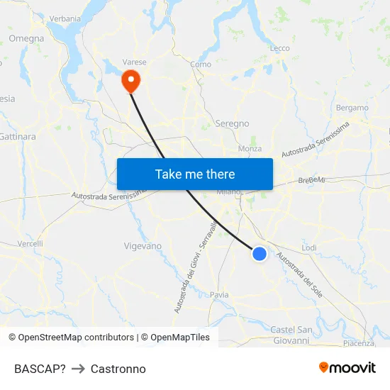 Bascap to Castronno map