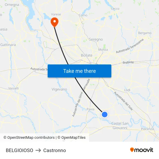 BELGIOIOSO to Castronno map