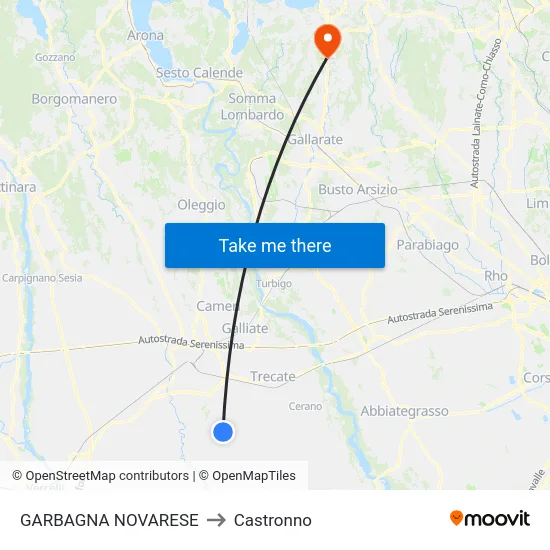 Garbagna Novarese to Castronno map