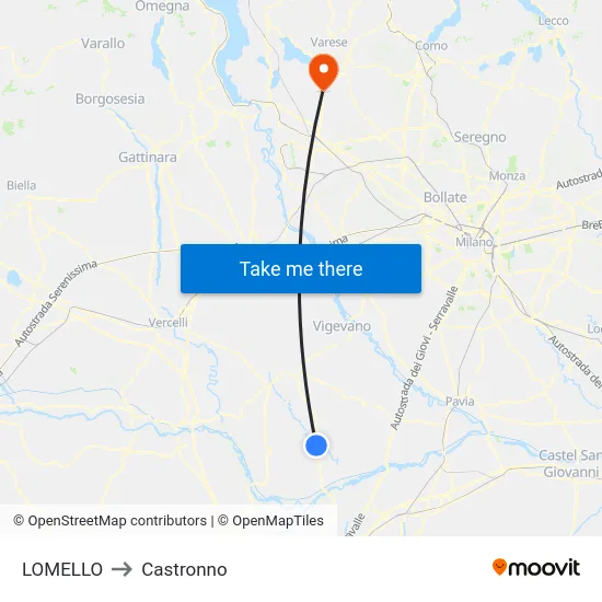 Lomello to Castronno map