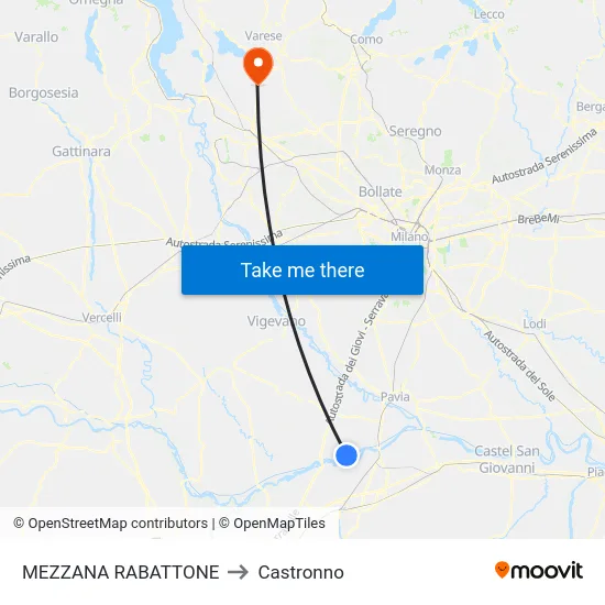 Mezzana Rabattone to Castronno map