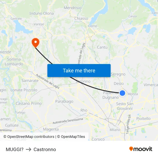 Muggiò to Castronno map