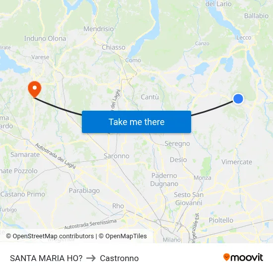 Santa Maria Ho? to Castronno map