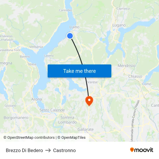 Brezzo Di Bedero to Castronno map