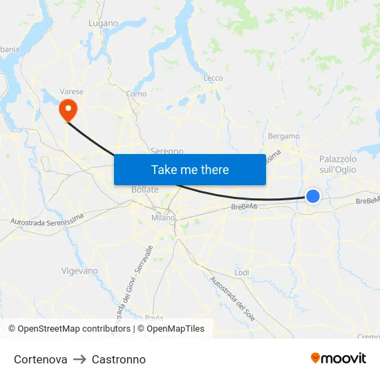 Cortenova to Castronno map