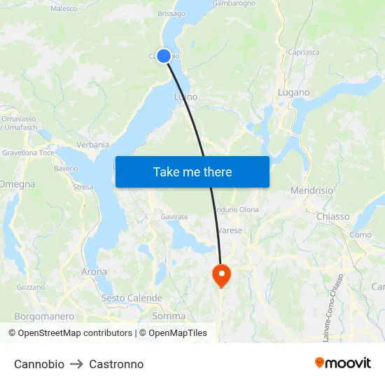 Cannobio to Castronno map