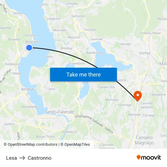 Lesa to Castronno map