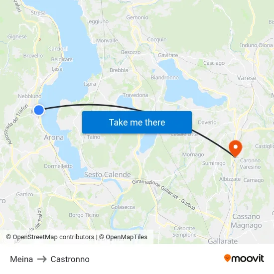 Meina to Castronno map